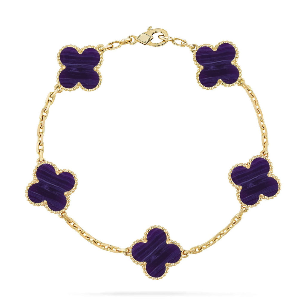 [Loco ]New CLOVER 5 MOTIF PURPLE STRIPES BRACELET COLLECTION