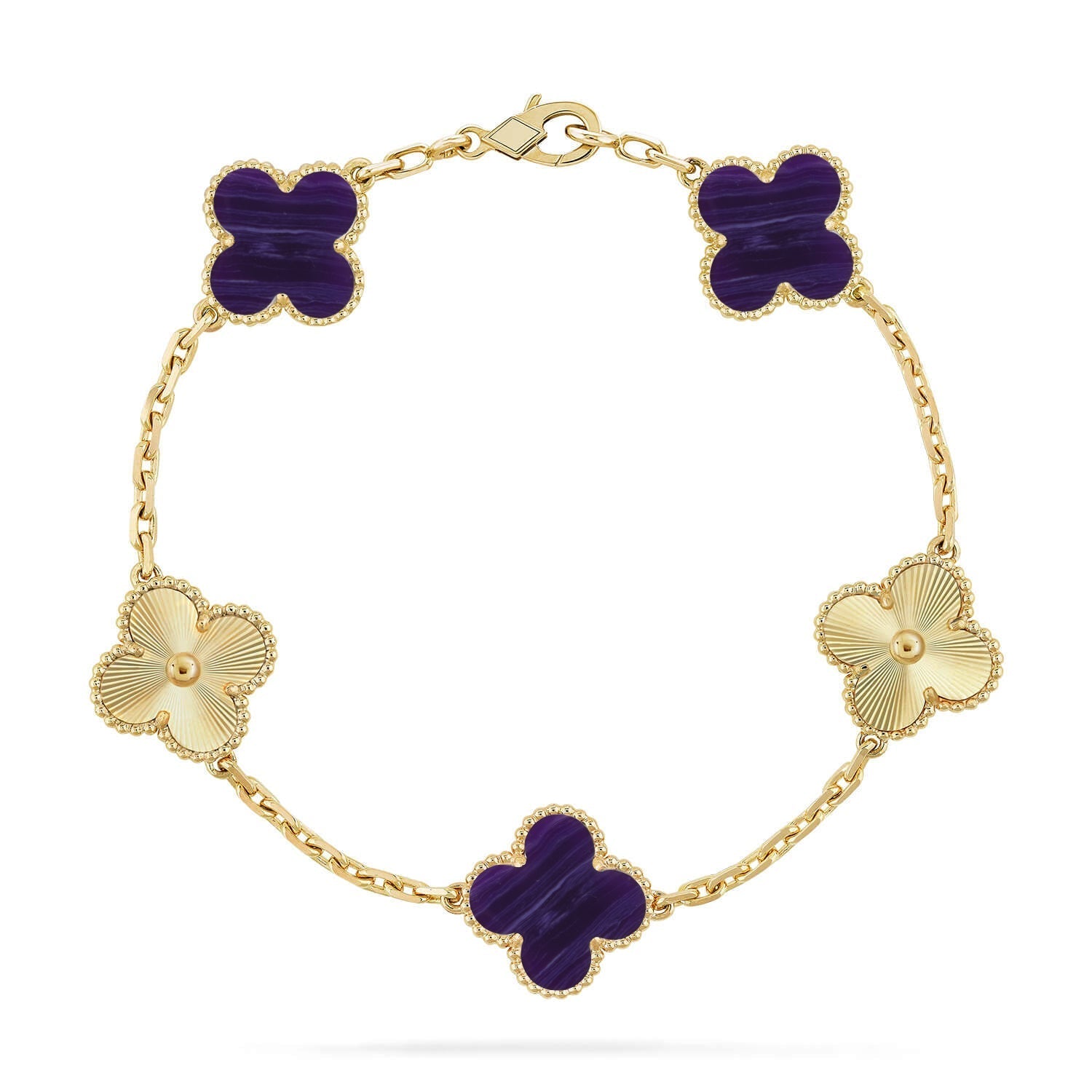[Loco ]New CLOVER 5 MOTIF PURPLE STRIPES BRACELET COLLECTION