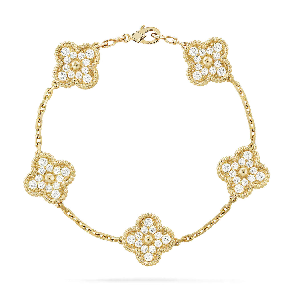 [Loco ] New  CLOVER 5 MOTIF FULL DIAMOND BRACELET COLLECTION