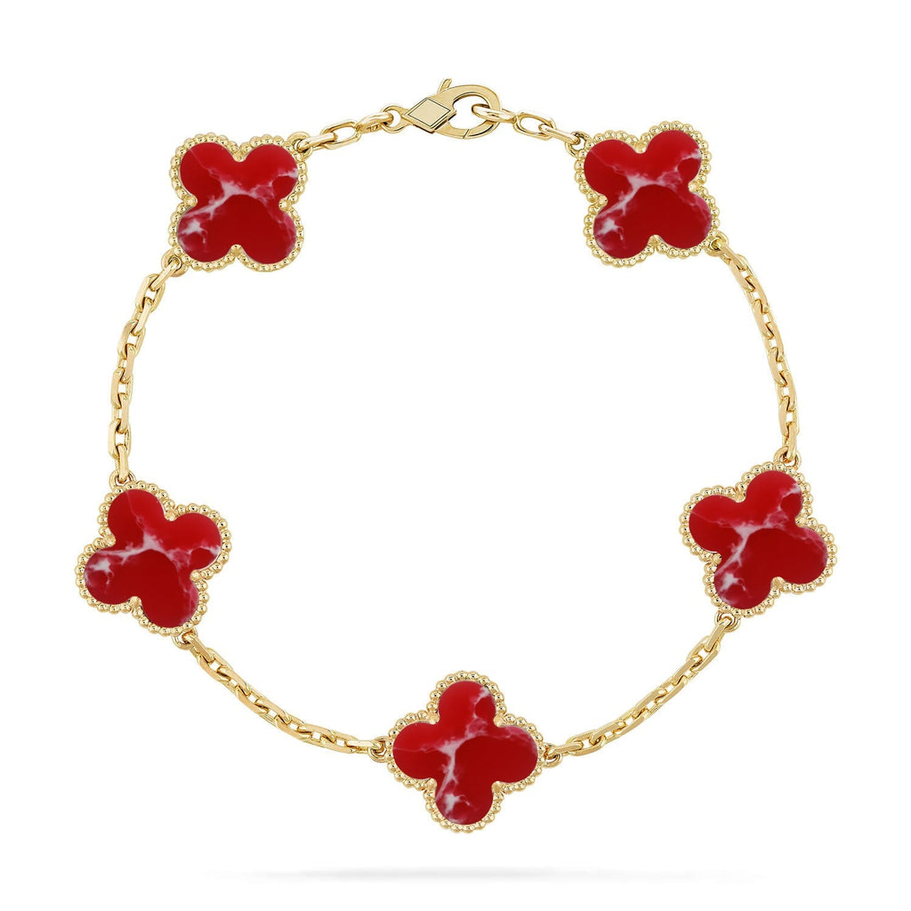 [Loco ]New CLOVER 5 MOTIF RED PATTERN BRACELET COLLECTION