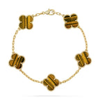 [Loco ]New  CLOVER 5 MOTIFS TIGER EYE BRACELET COLLECTION