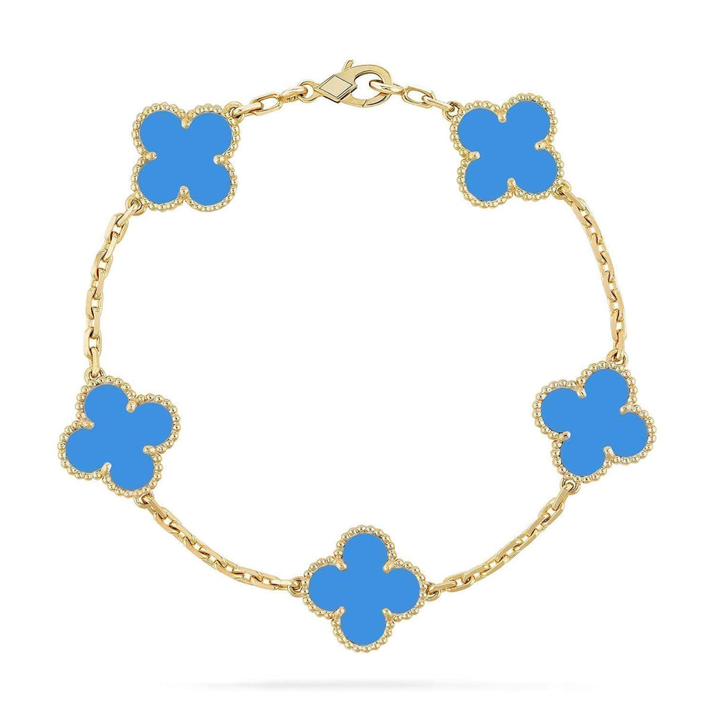 [Loco ]New CLOVER 5 MOTIF BLUE AGATE BRACELET COLLECTION