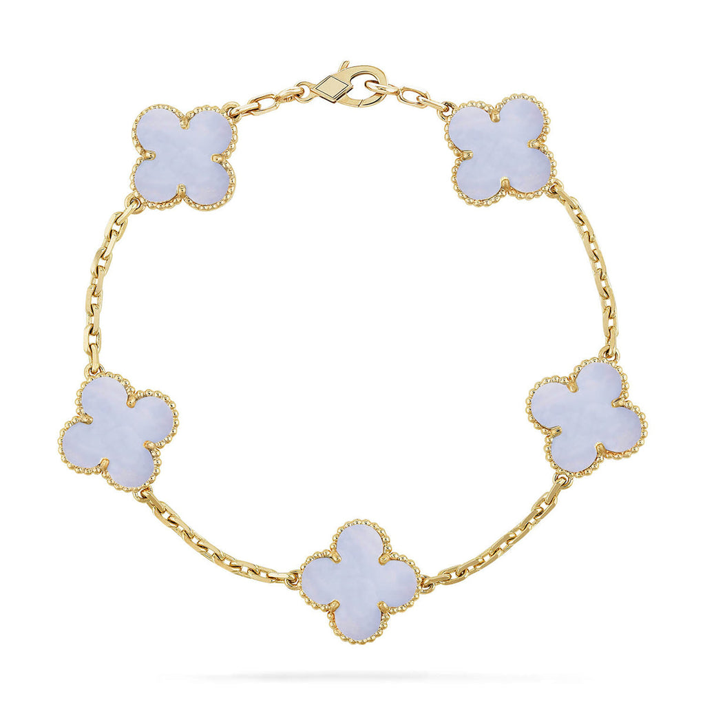 [Loco ]New  CLOVER 5 MOTIF PURPLE CHALCEDONY BRACELET COLLECTION