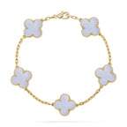 [Loco ]New  CLOVER 5 MOTIF PURPLE CHALCEDONY BRACELET COLLECTION