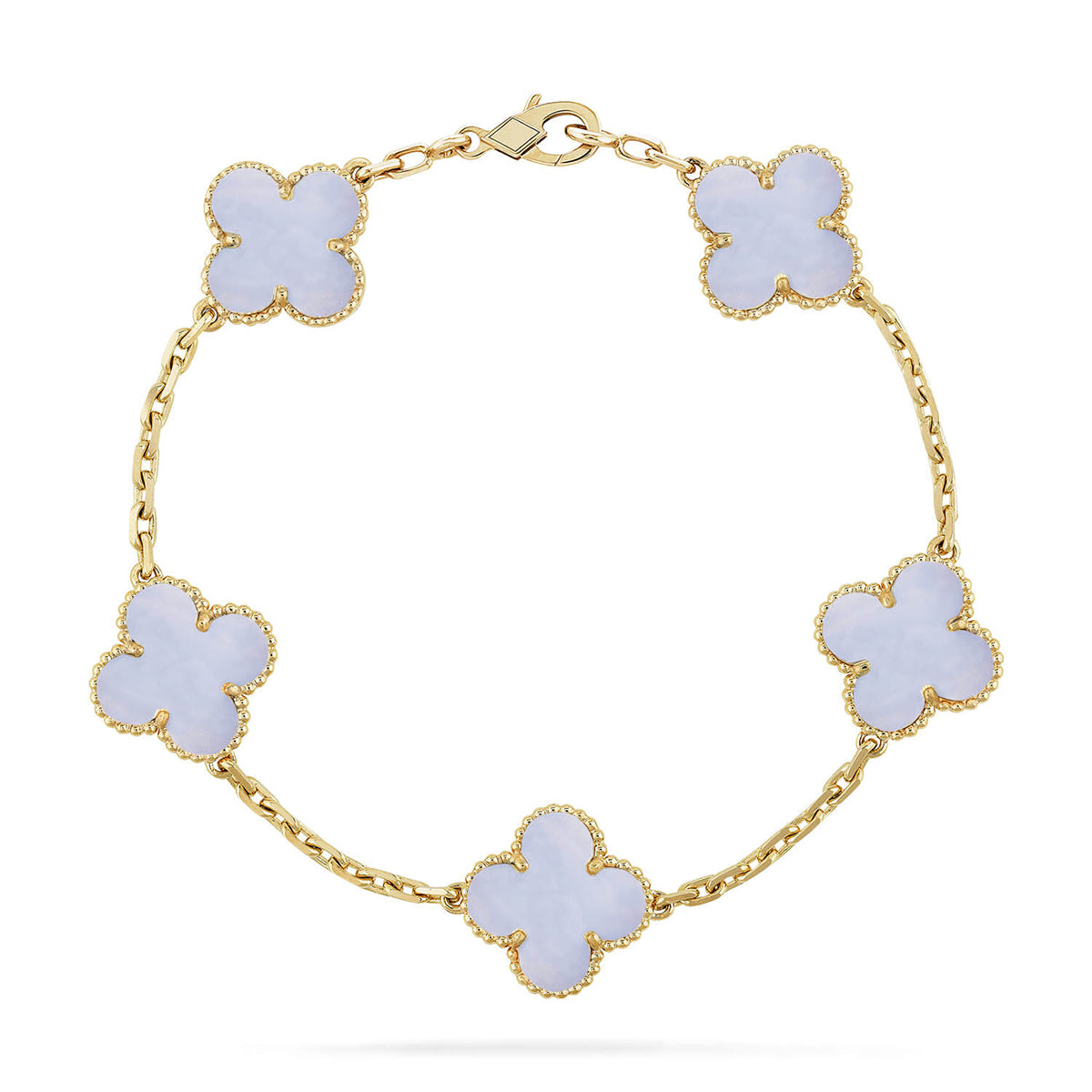 [Loco ]New  CLOVER 5 MOTIF PURPLE CHALCEDONY BRACELET COLLECTION