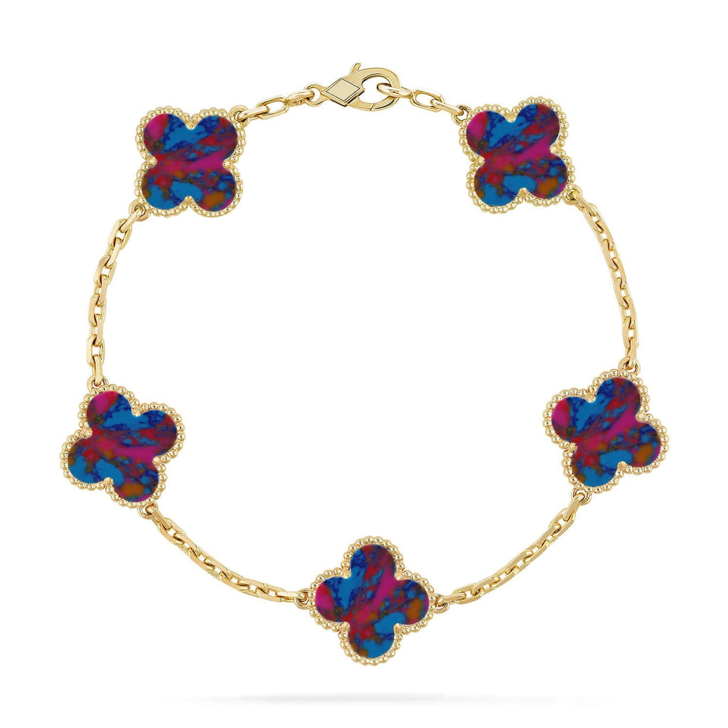 [Loco ]New CLOVER 5 MOTIF COLOR GEMSTONES BRACELET COLLECTION