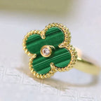 Loco CLOVER MALACHITE RING GOLD DIAMOND