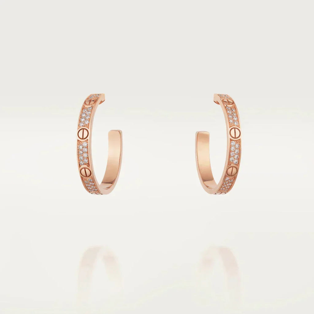 Loco LOVE DIAMOND PINK GOLD HOOP EARRINGS