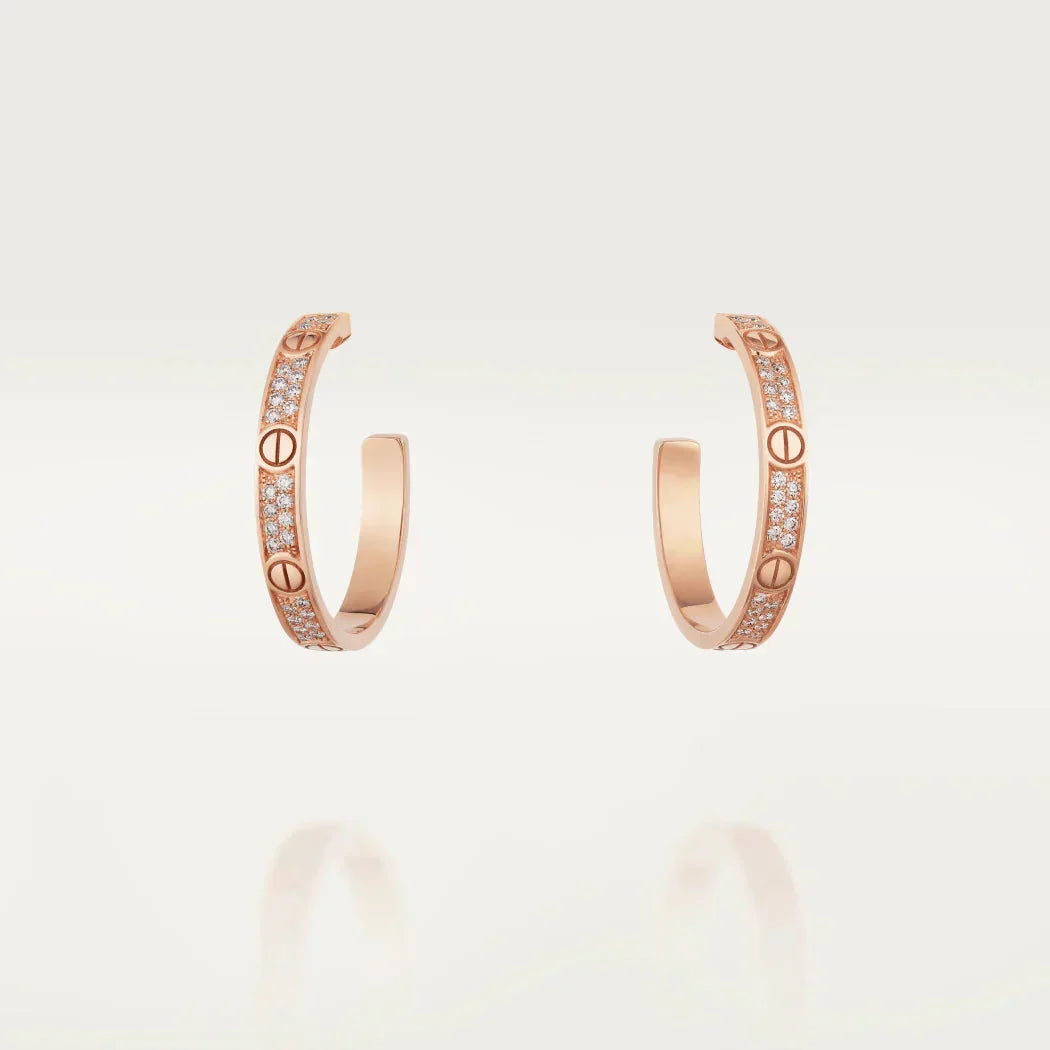 Loco LOVE DIAMOND PINK GOLD HOOP EARRINGS