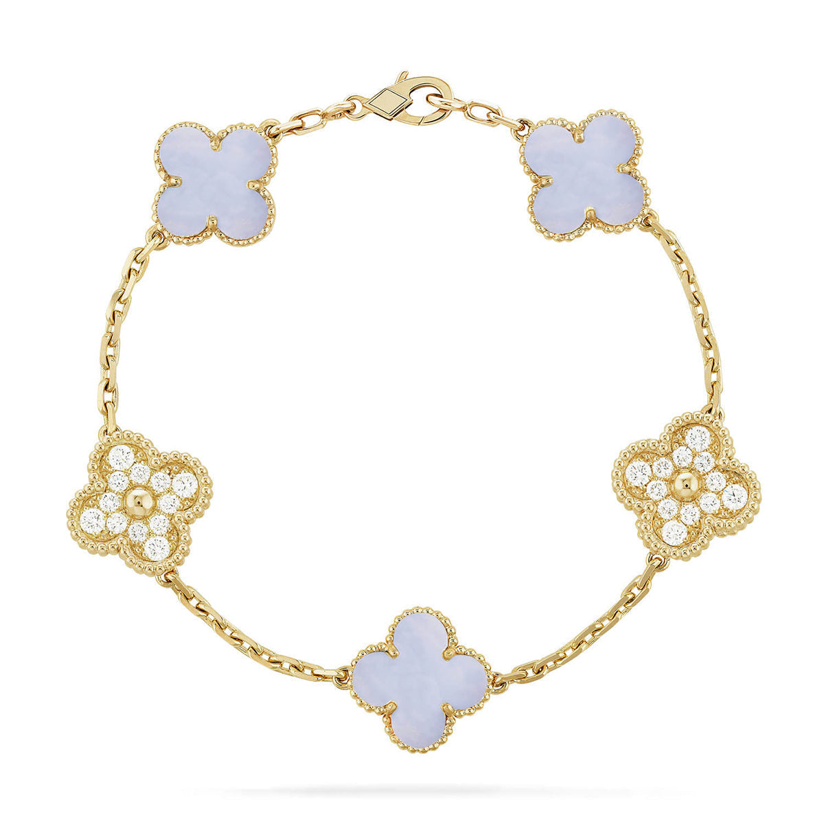 [Loco ]New  CLOVER 5 MOTIF PURPLE CHALCEDONY BRACELET COLLECTION