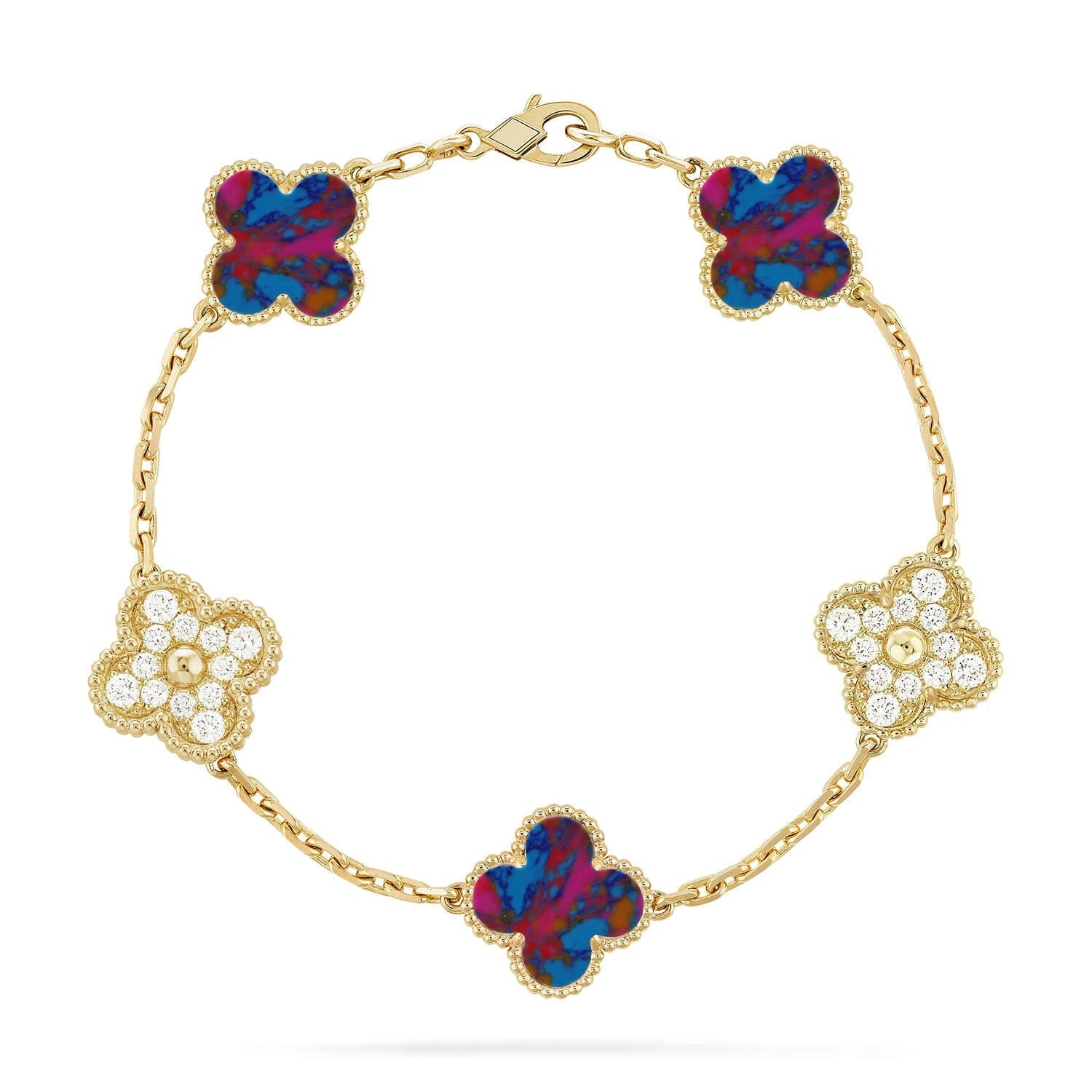 [Loco ]New CLOVER 5 MOTIF COLOR GEMSTONES BRACELET COLLECTION