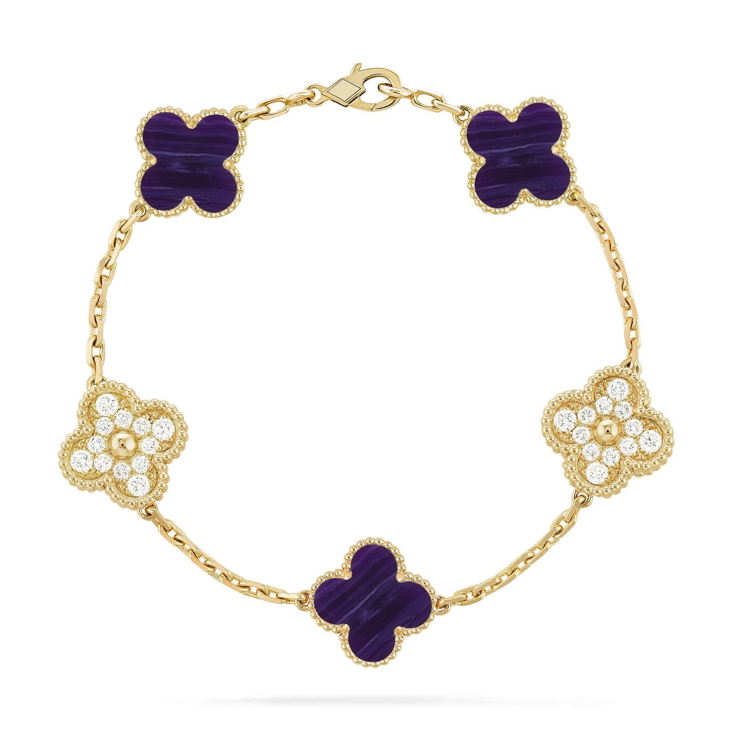[Loco ]New CLOVER 5 MOTIF PURPLE STRIPES BRACELET COLLECTION