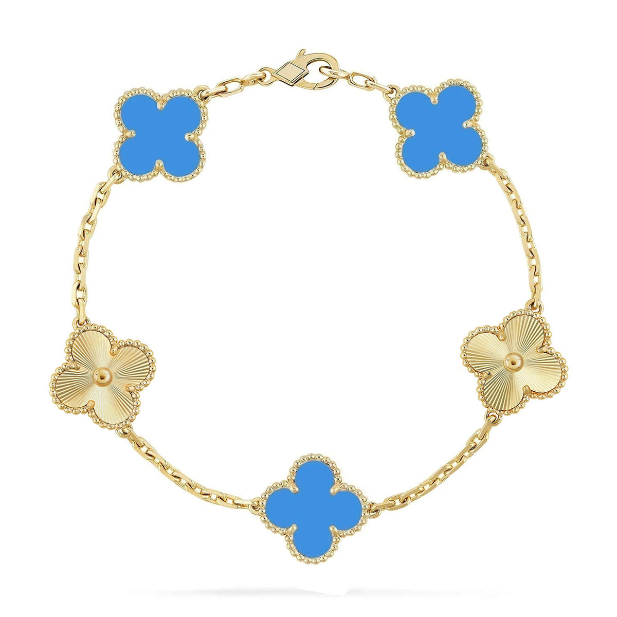 [Loco ]New CLOVER 5 MOTIF BLUE AGATE BRACELET COLLECTION
