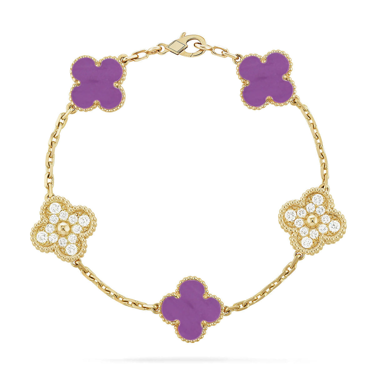 [Loco ]New  CLOVER 5 MOTIF VIOLET BRACELET COLLECTION
