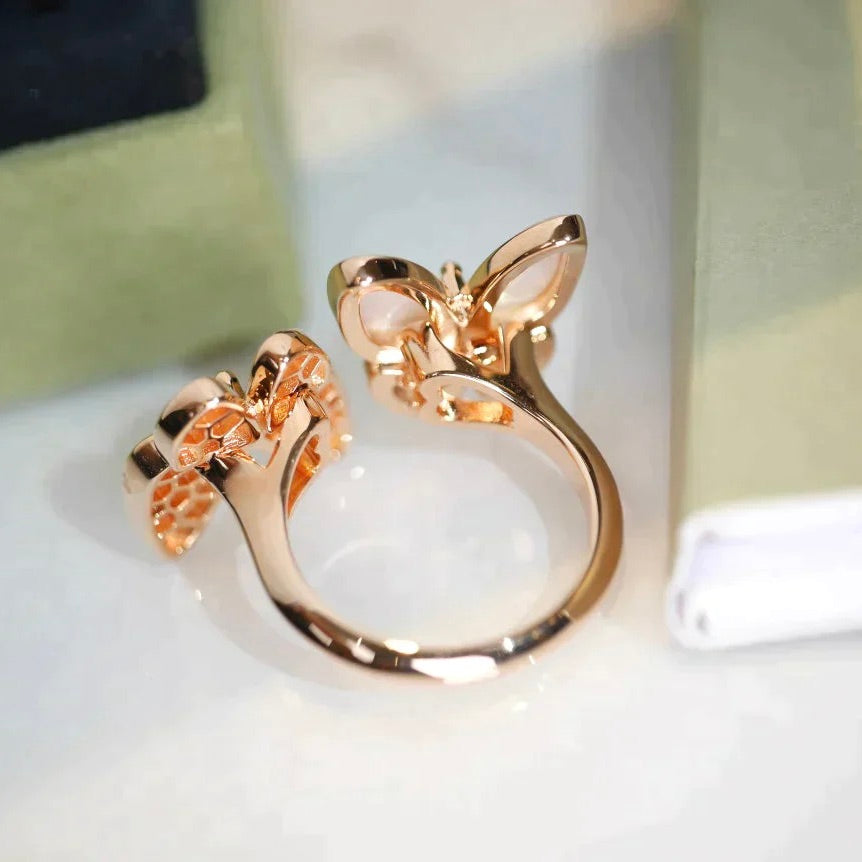 Loco TWIN BUTTERFLY DIAMOND MOP RING