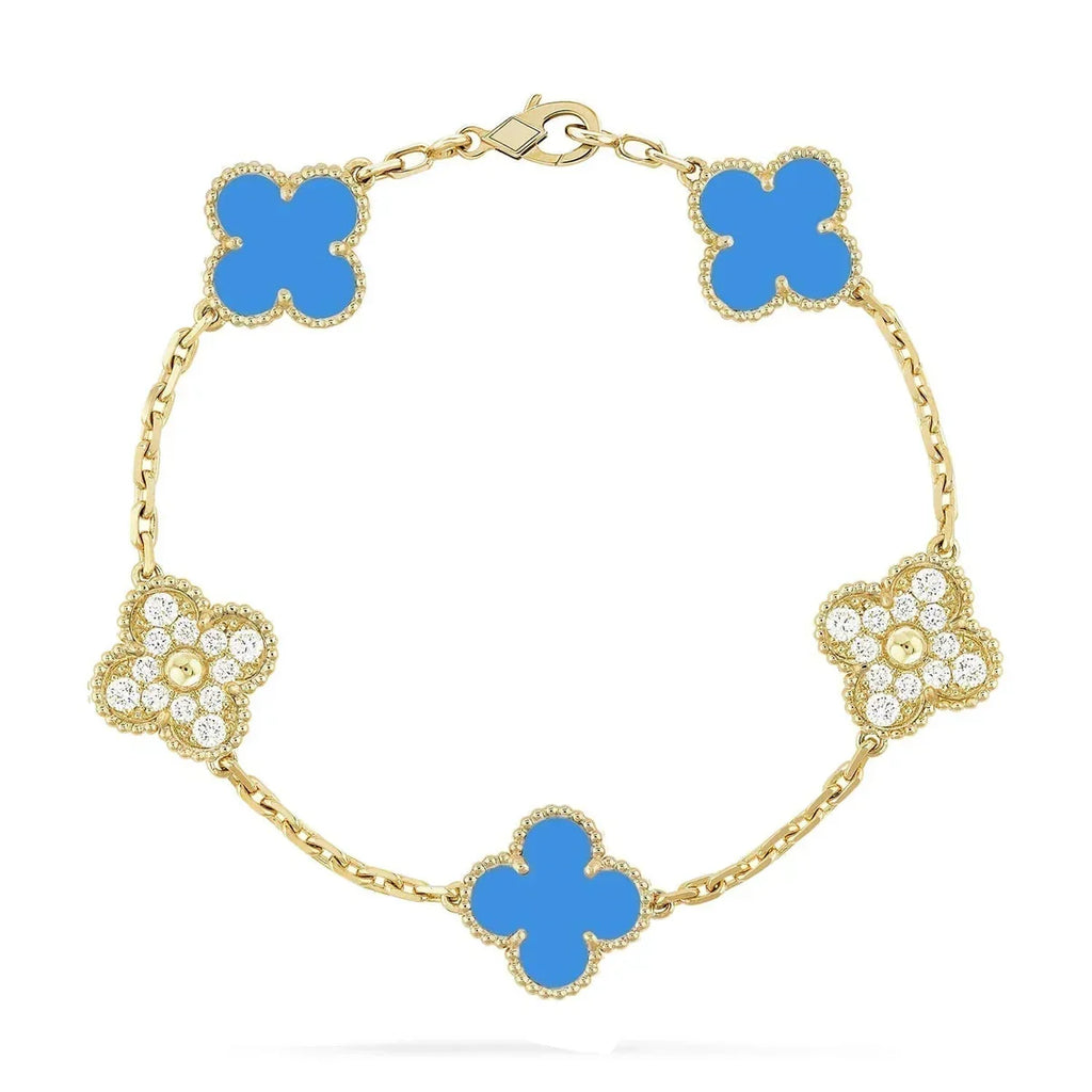 [Loco ]New CLOVER 5 MOTIF BLUE AGATE BRACELET COLLECTION