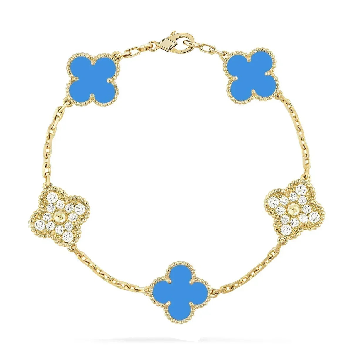 [Loco ]New CLOVER 5 MOTIF BLUE AGATE BRACELET COLLECTION