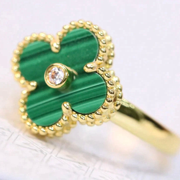 Loco CLOVER MALACHITE RING GOLD DIAMOND