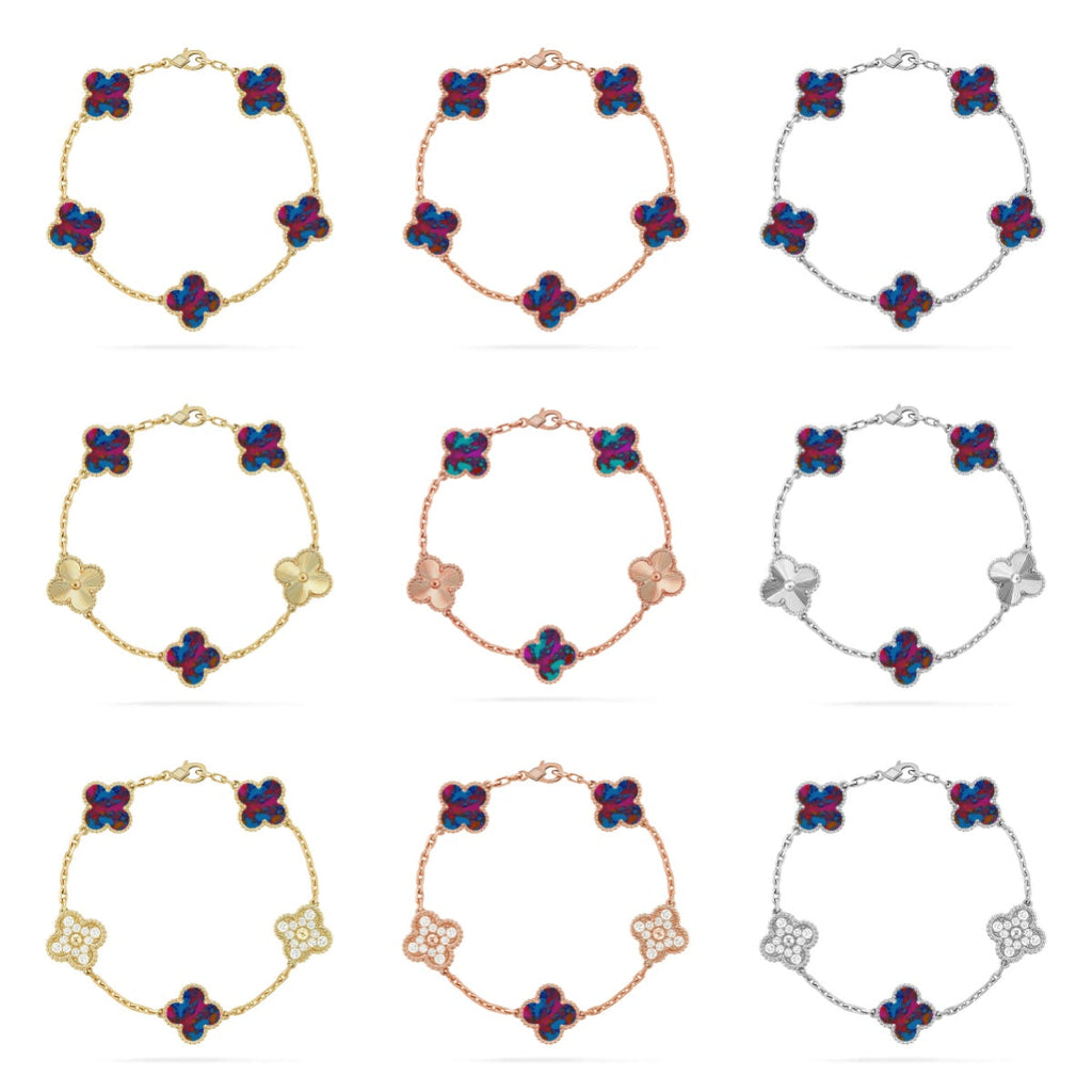 [Loco ]New CLOVER 5 MOTIF COLOR GEMSTONES BRACELET COLLECTION