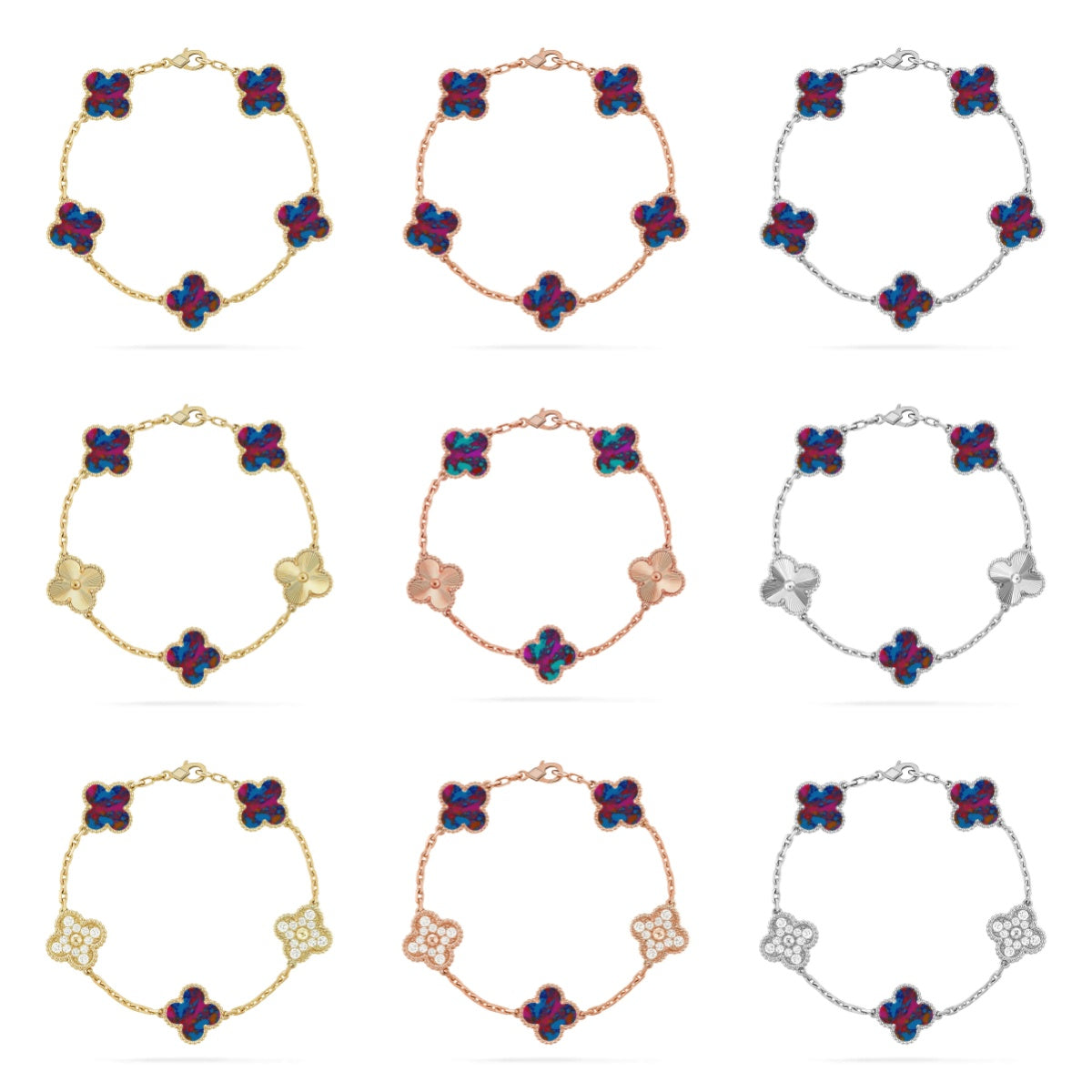 [Loco ]New CLOVER 5 MOTIF COLOR GEMSTONES BRACELET COLLECTION