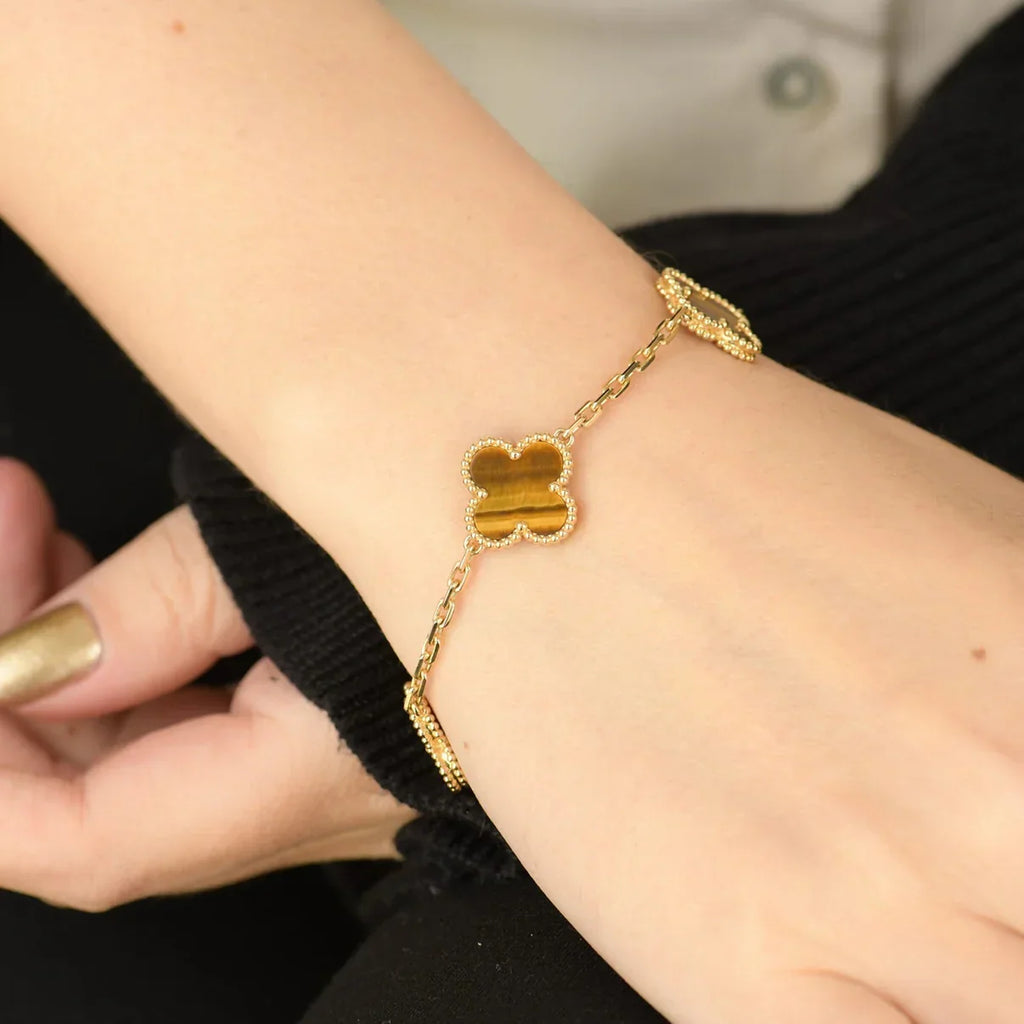 [Loco ]New  CLOVER 5 MOTIFS TIGER EYE BRACELET COLLECTION