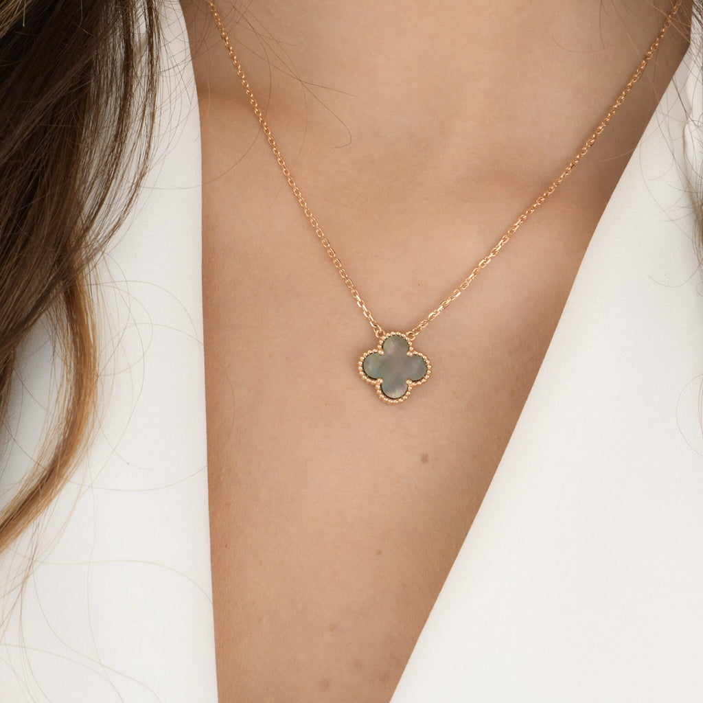 Loco CLOVER 15MM  GRAY MOTHER OF PEARL NECKLACE