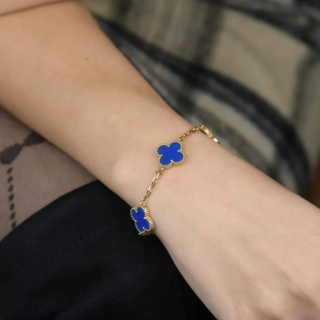 [Loco ]New CLOVER 5 MOTIF BLUE AGATE BRACELET COLLECTION