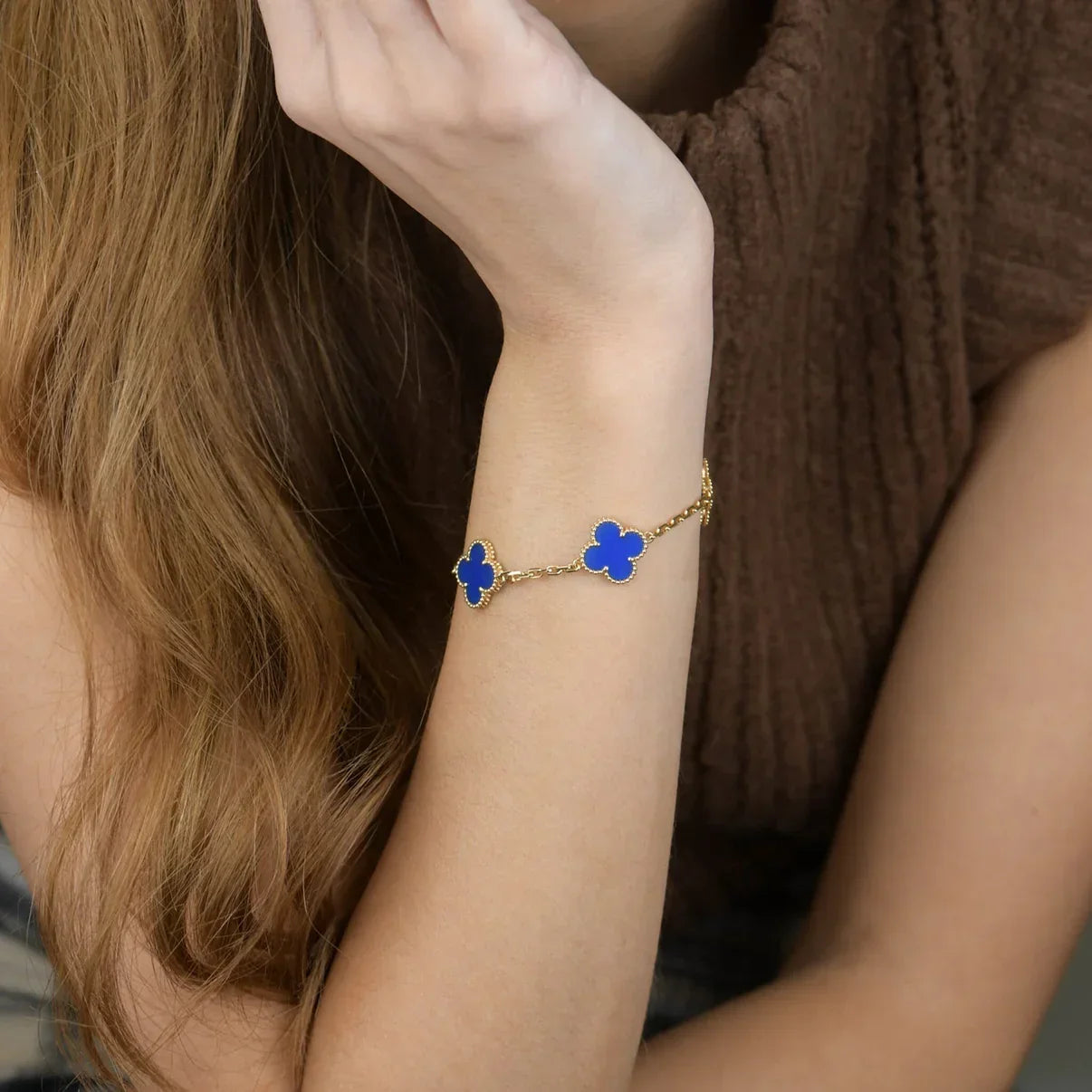 [Loco ]New CLOVER 5 MOTIF BLUE AGATE BRACELET COLLECTION
