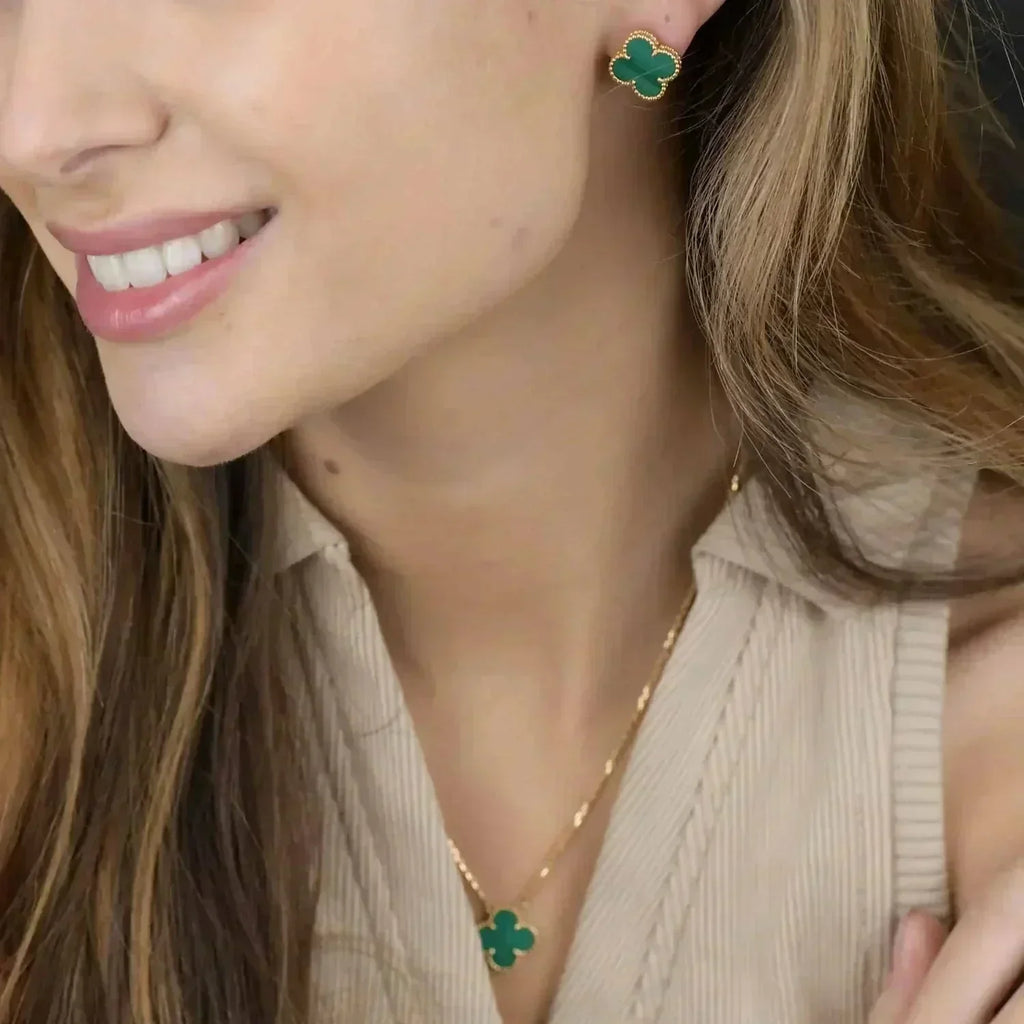 Loco CLOVER MINI 9.5MM MALACHITE  EARRINGS