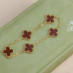 [Loco ]New  CLOVER 5 MOTIF RED CORNELIAN BRACELET COLLECTION