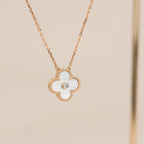 Loco CLOVER 15MM DIAMOND WHITE FRITILLARIA NECKLACE