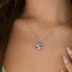 Loco CLOVER  15MM DIAMOND LASER NECKLACE SILVER