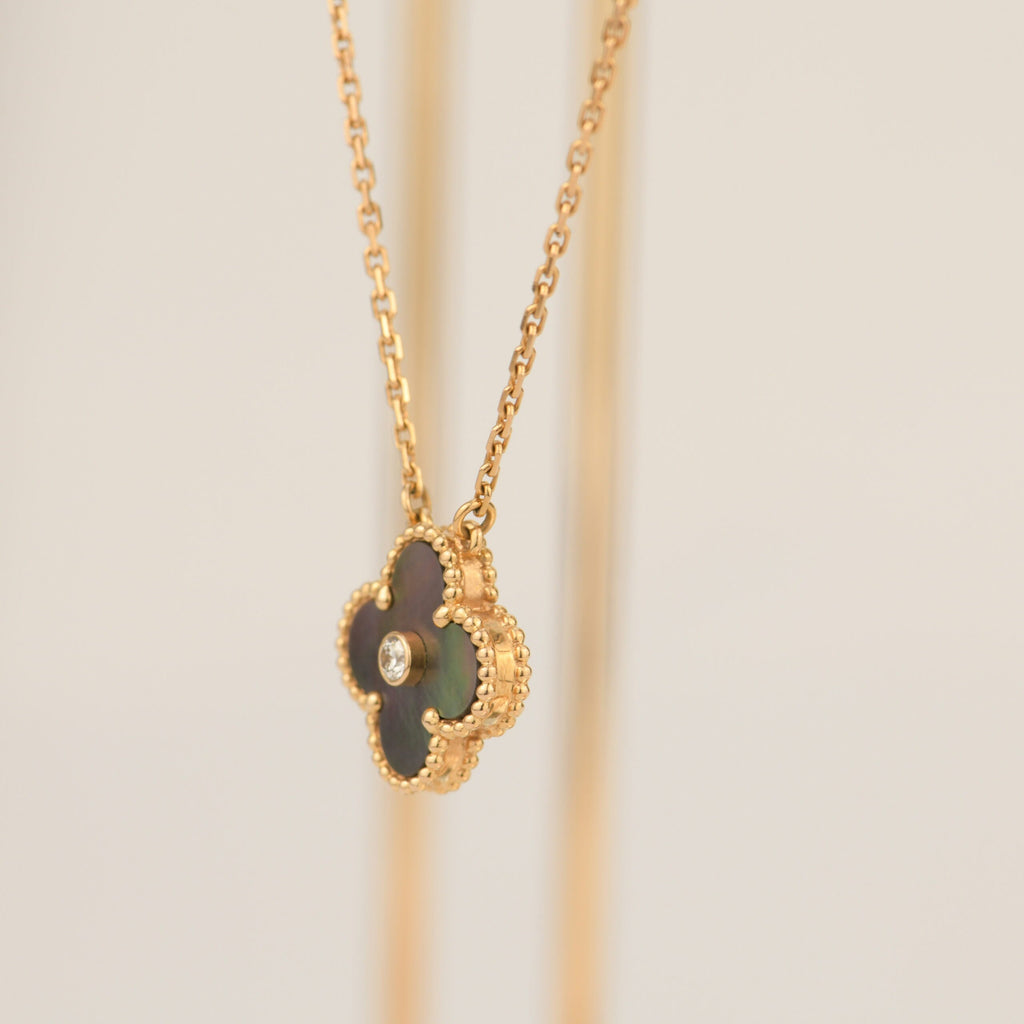 Loco CLOVER 15MM DIAMOND AND MOTHER-OF-GREY NECKLACE