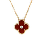Loco CLOVER 15MM DIAMOND CARNELIAN NECKLACE