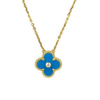 Loco CLOVER 15MM DIAMOND AND BLUE AGATE NECKLACE
