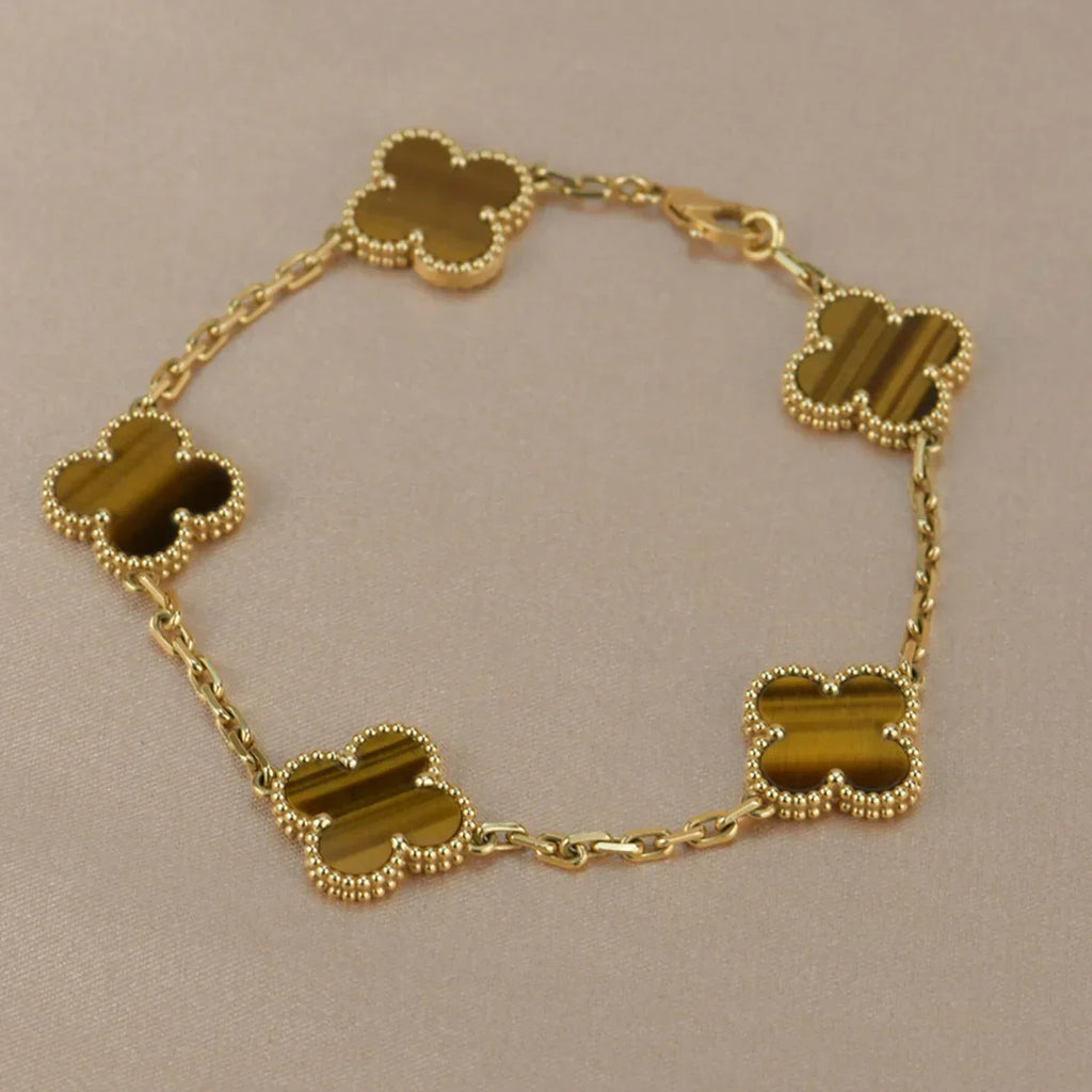 [Loco ]New  CLOVER 5 MOTIFS TIGER EYE BRACELET COLLECTION