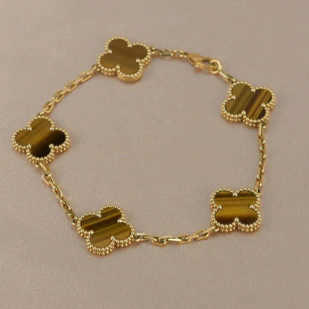 [Loco ]New  CLOVER 5 MOTIFS TIGER EYE BRACELET COLLECTION