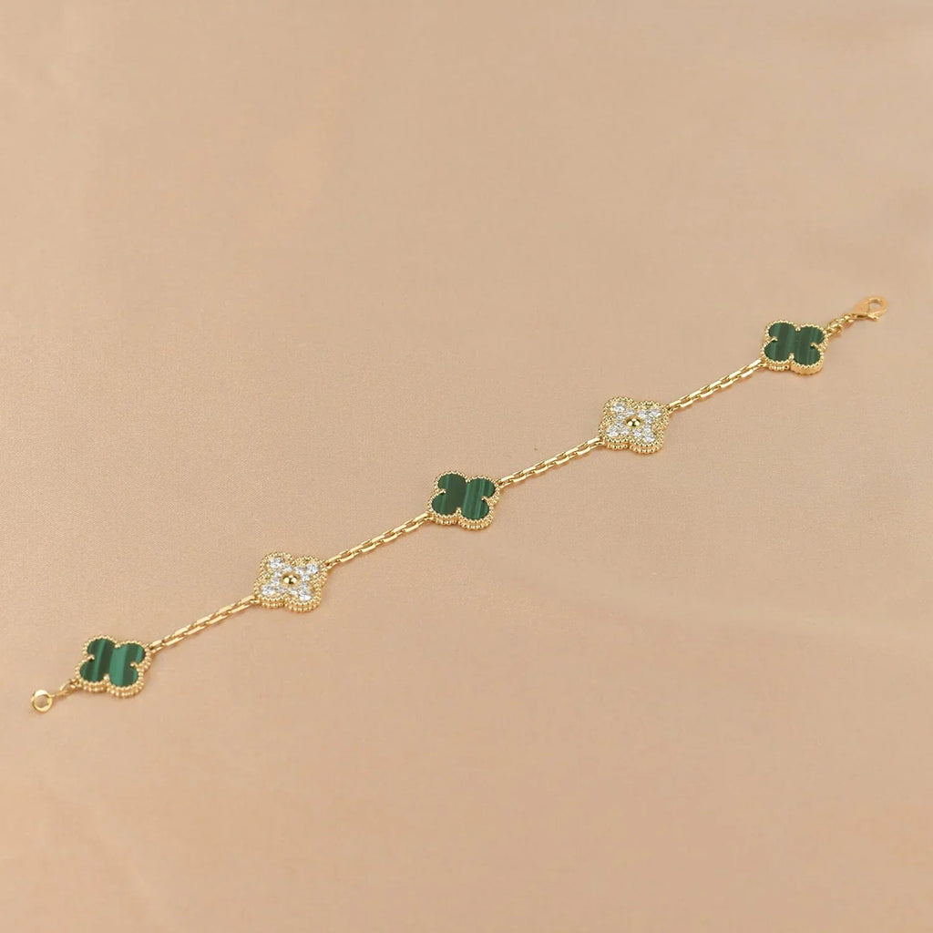 [Loco ]New  CLOVER 5 MOTIF MALACHITE BRACELET COLLECTION
