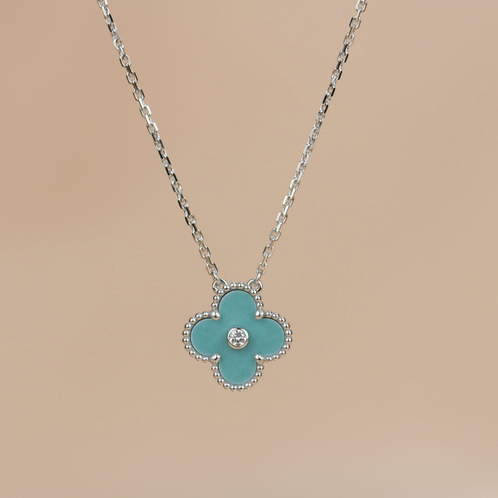 Loco CLOVER 15MM DIAMOND SVRES PORCELAIN  NECKLACE SILVER