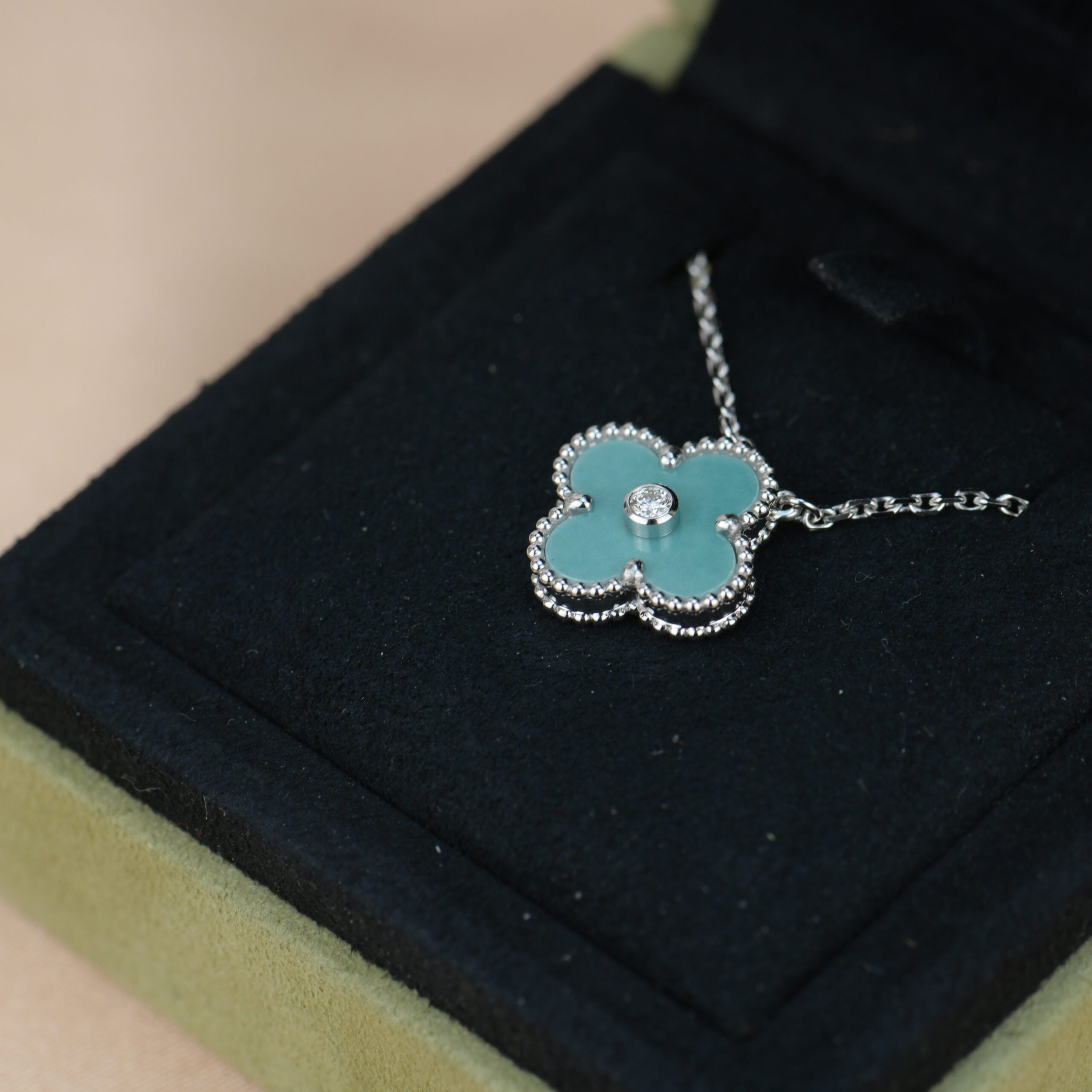 Loco CLOVER 15MM DIAMOND SVRES PORCELAIN  NECKLACE SILVER