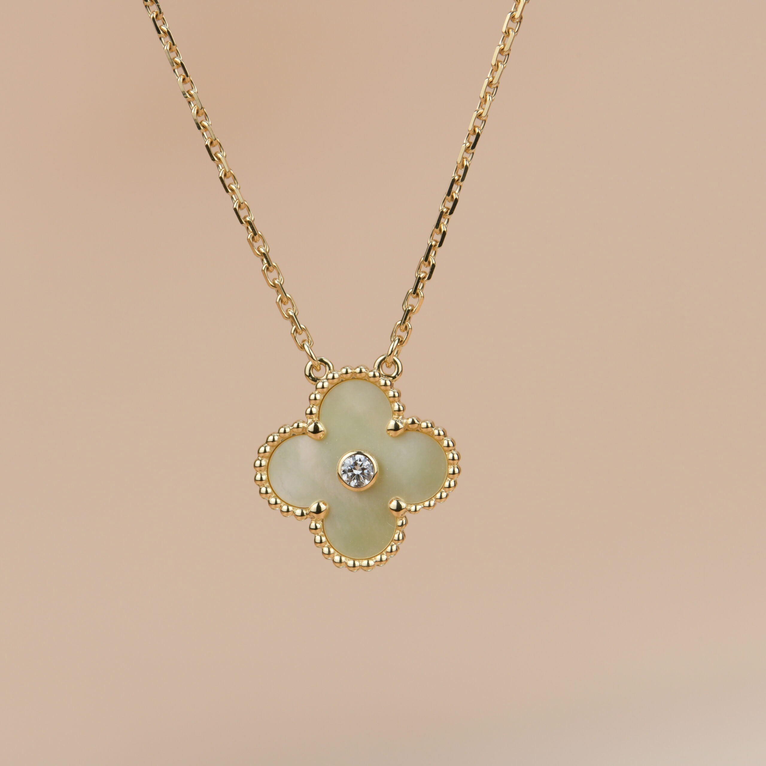 Loco CLOVER 15MM DIAMOND GOLD MOTHER OF PEARL NECKLACE