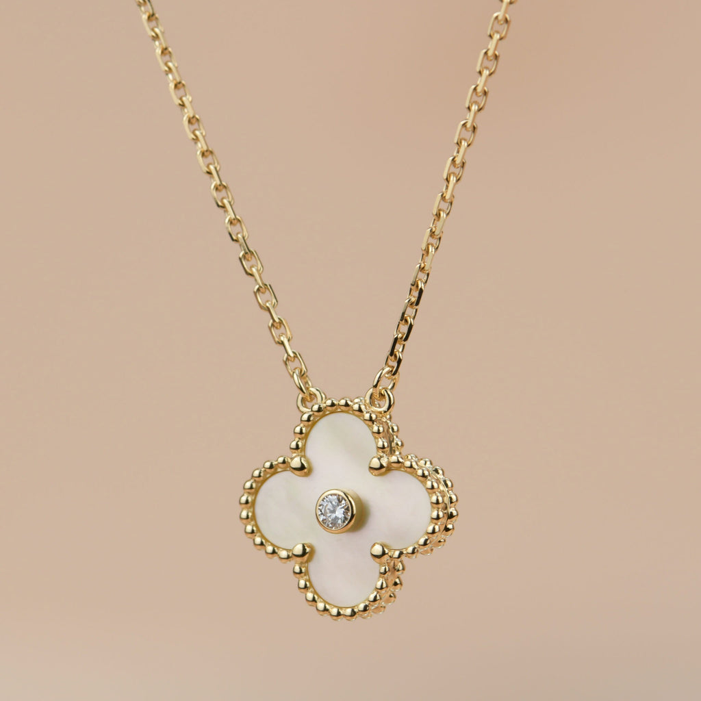 Loco CLOVER 15MM DIAMOND GOLD MOTHER OF PEARL NECKLACE