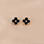 Loco CLOVER MEDIUM 1 MOTIFS ONYX DIAMOND EARRINGS