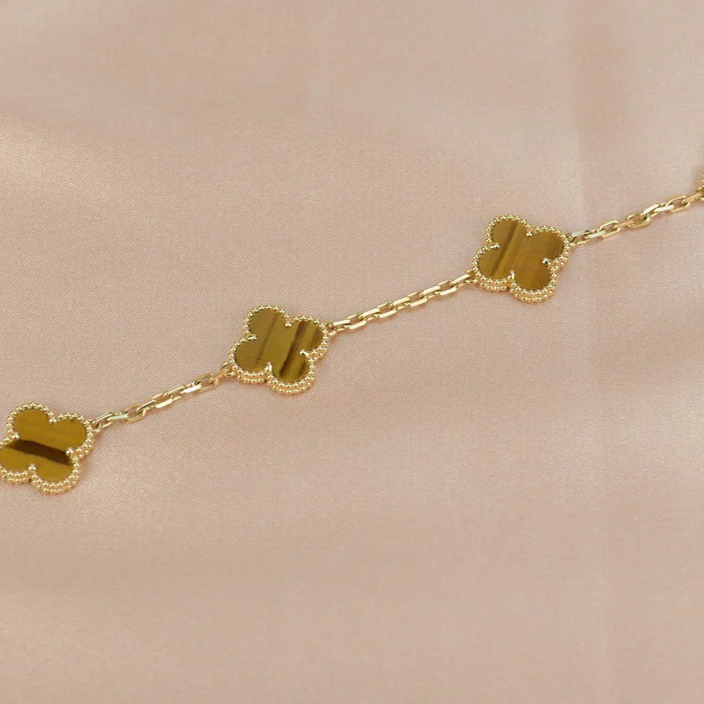 [Loco ]New  CLOVER 5 MOTIFS TIGER EYE BRACELET COLLECTION