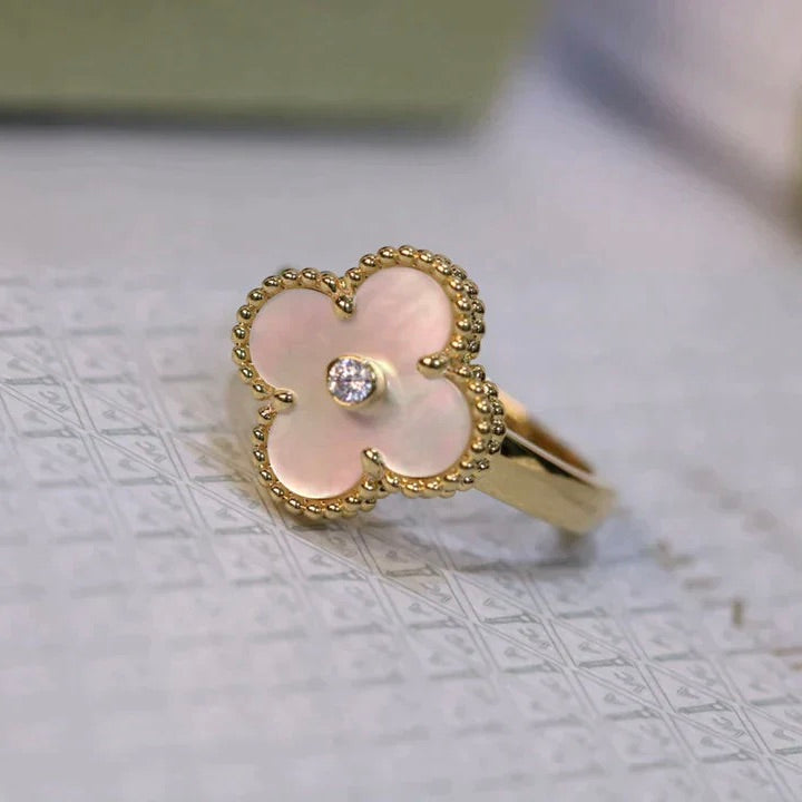Loco CLOVER PINK MOP RING GOLD DIAMOND