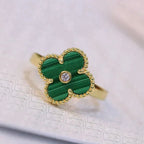 Loco CLOVER MALACHITE RING GOLD DIAMOND