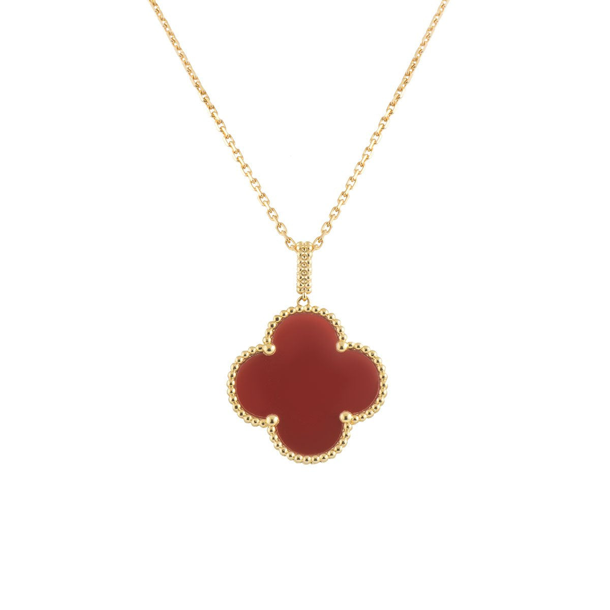 Loco CLOVER 25MM NECKLACE GOLD CARNELIAN