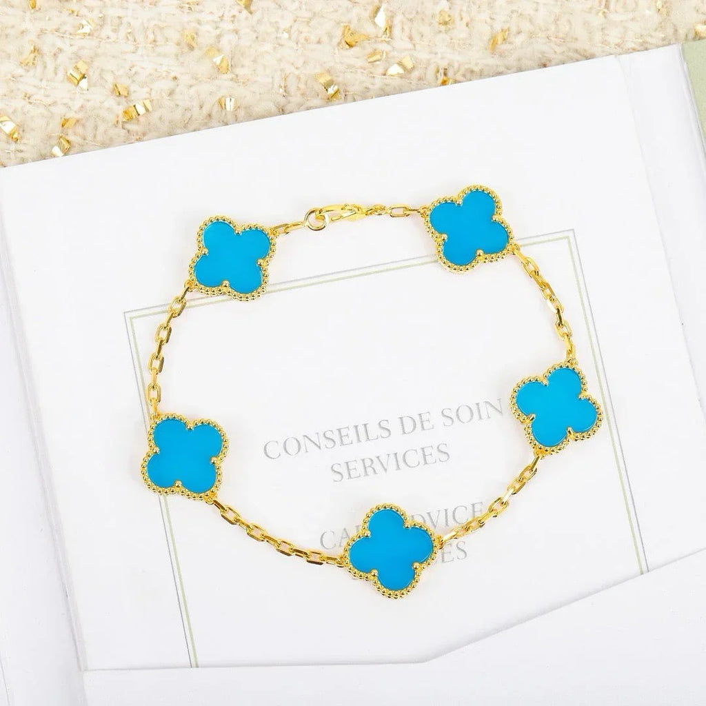 [Loco ]New  CLOVER 5 MOTIF TURQUOISE BRACELET COLLECTION