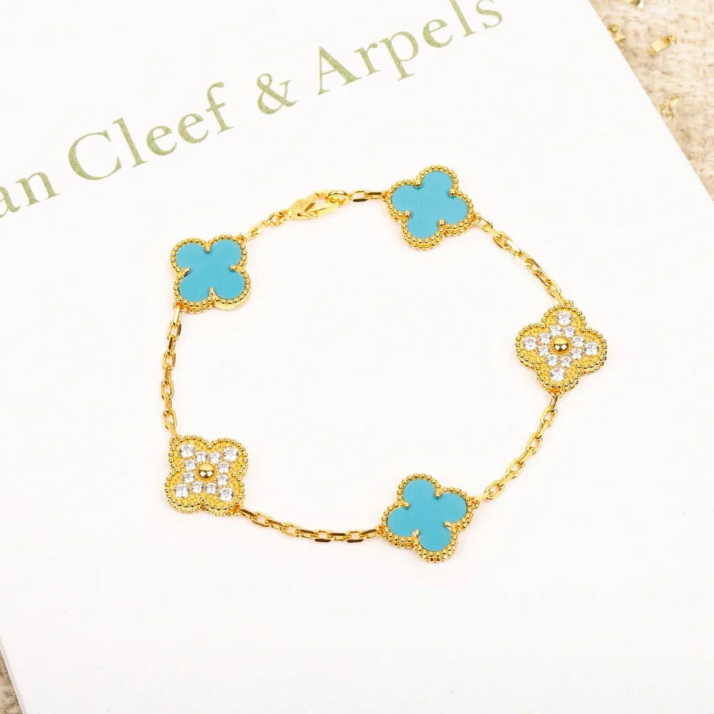 [Loco ]New  CLOVER 5 MOTIF TURQUOISE BRACELET COLLECTION