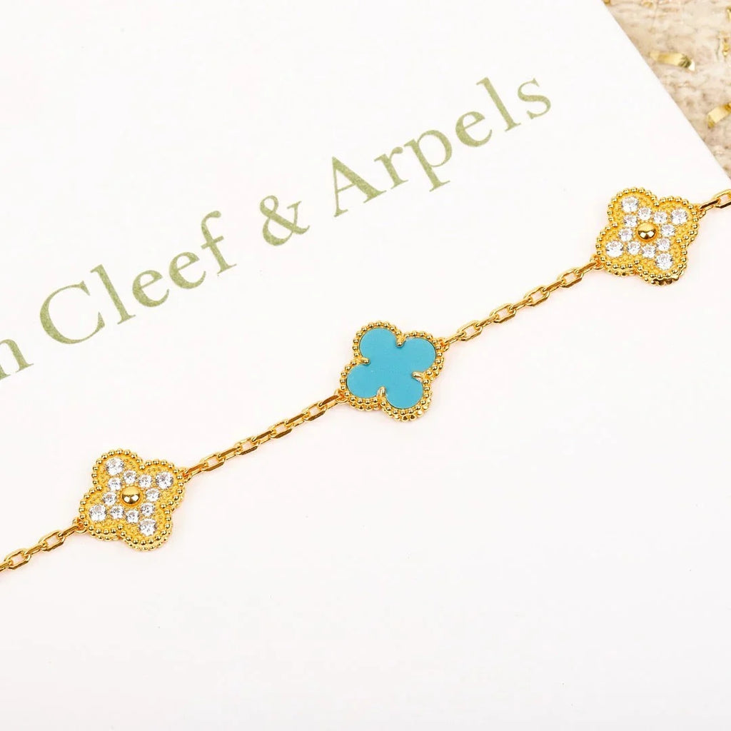 [Loco ]New  CLOVER 5 MOTIF TURQUOISE BRACELET COLLECTION